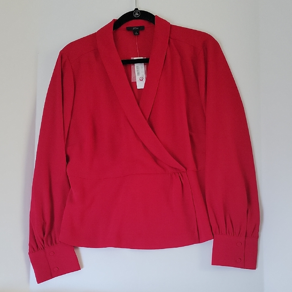 J. Crew Vibrant Red Crepe Blouse